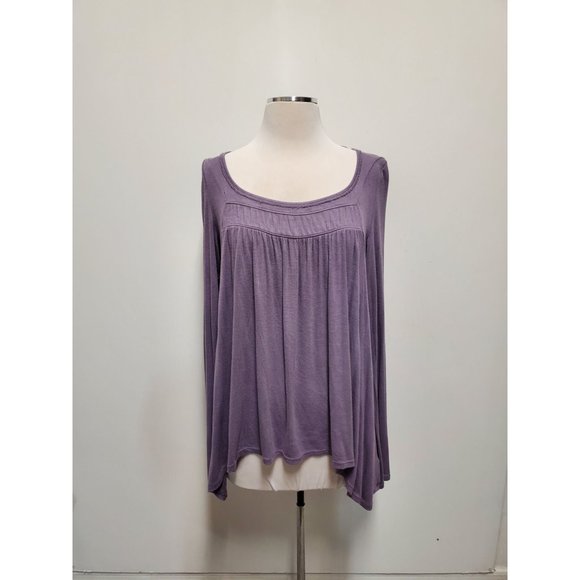 Free People We The Free Womens Purple Love Valley Ribbed Long Sleeve Top Size S - Picture 2 of 8